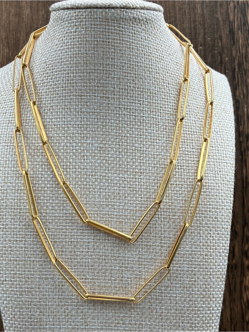J. Crew 925 Silver Gold Vermeil Paper Clip Chain Necklace 30"
